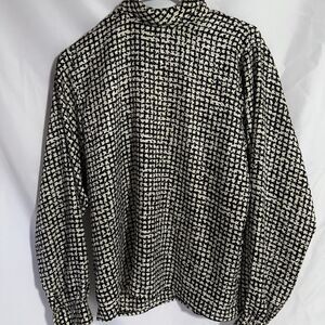 80’s Vtg Oleg Cassini By He-Ro Black/Cream Polyester Back Button Closure Size 8